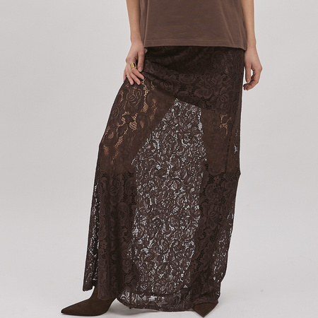 Spódnica koronkowa CORA- brązowa