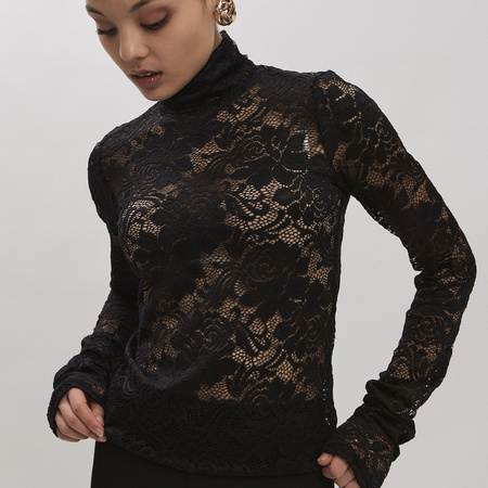 Bluzka koronkowa SOLENE- czarna